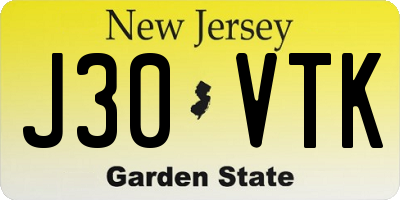 NJ license plate J30VTK