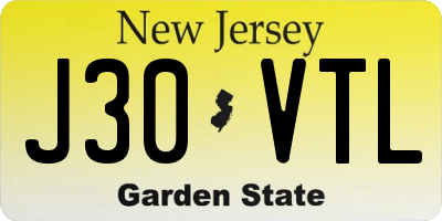 NJ license plate J30VTL