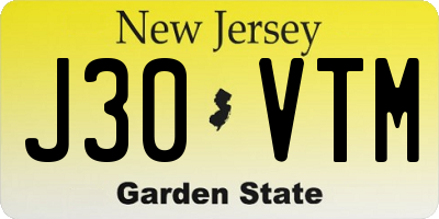 NJ license plate J30VTM