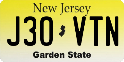 NJ license plate J30VTN