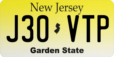 NJ license plate J30VTP