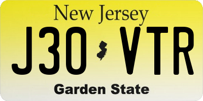NJ license plate J30VTR