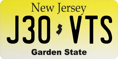 NJ license plate J30VTS