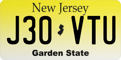 NJ license plate J30VTU