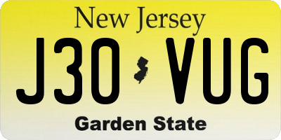 NJ license plate J30VUG