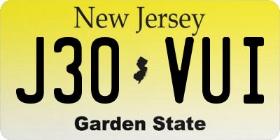 NJ license plate J30VUI