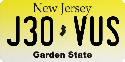 NJ license plate J30VUS
