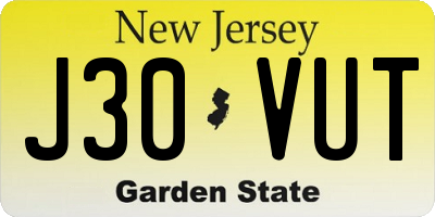 NJ license plate J30VUT