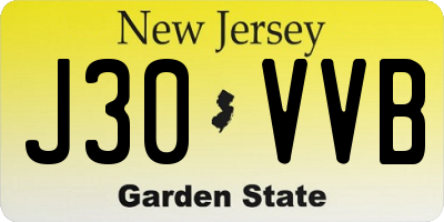NJ license plate J30VVB