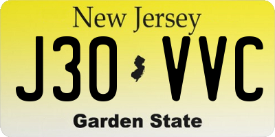 NJ license plate J30VVC