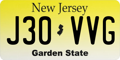 NJ license plate J30VVG