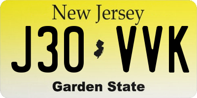 NJ license plate J30VVK