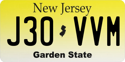 NJ license plate J30VVM