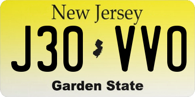 NJ license plate J30VVO