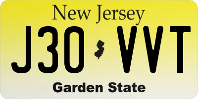 NJ license plate J30VVT