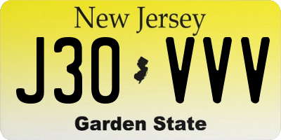 NJ license plate J30VVV