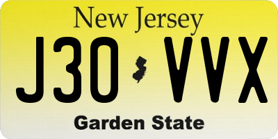 NJ license plate J30VVX