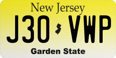 NJ license plate J30VWP