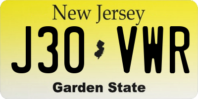 NJ license plate J30VWR
