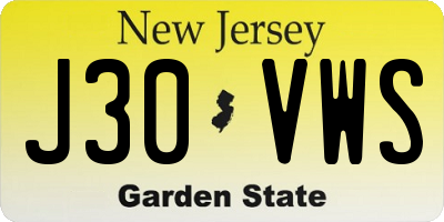 NJ license plate J30VWS