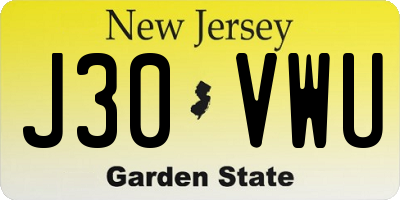 NJ license plate J30VWU