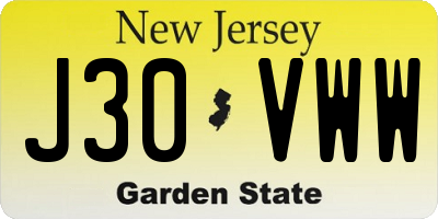 NJ license plate J30VWW