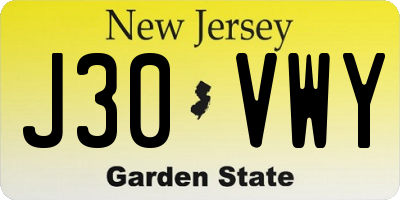 NJ license plate J30VWY
