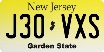 NJ license plate J30VXS