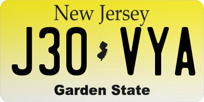 NJ license plate J30VYA