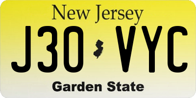 NJ license plate J30VYC
