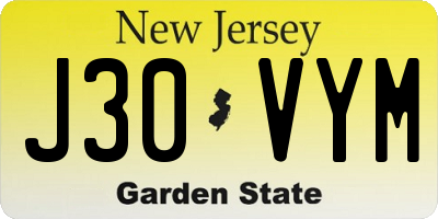 NJ license plate J30VYM