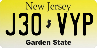 NJ license plate J30VYP