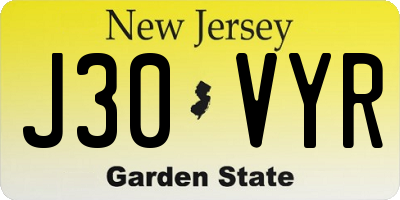 NJ license plate J30VYR