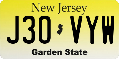 NJ license plate J30VYW