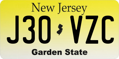 NJ license plate J30VZC