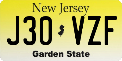 NJ license plate J30VZF