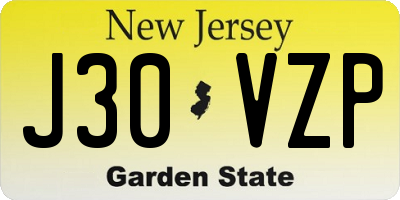NJ license plate J30VZP