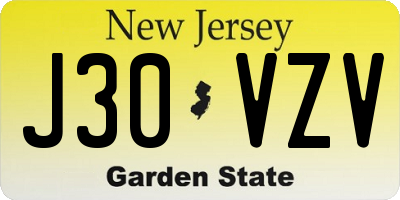NJ license plate J30VZV