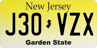 NJ license plate J30VZX