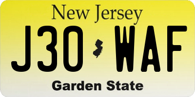 NJ license plate J30WAF