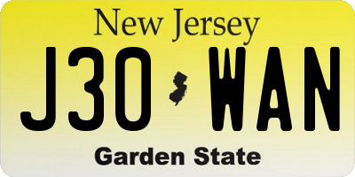 NJ license plate J30WAN