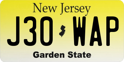 NJ license plate J30WAP