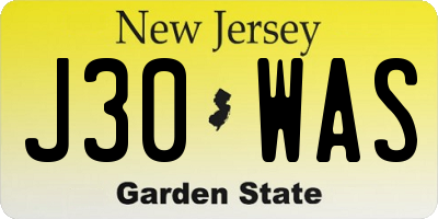 NJ license plate J30WAS