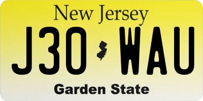 NJ license plate J30WAU