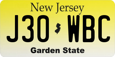 NJ license plate J30WBC