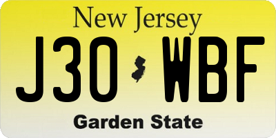 NJ license plate J30WBF