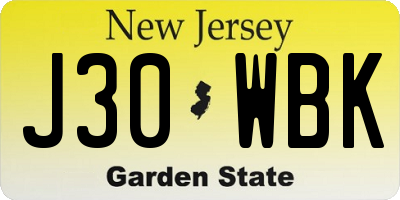 NJ license plate J30WBK