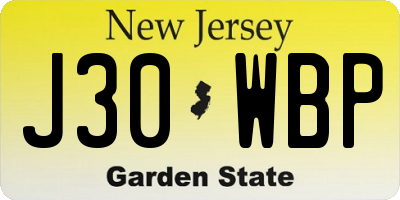 NJ license plate J30WBP