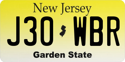 NJ license plate J30WBR