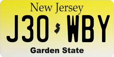NJ license plate J30WBY